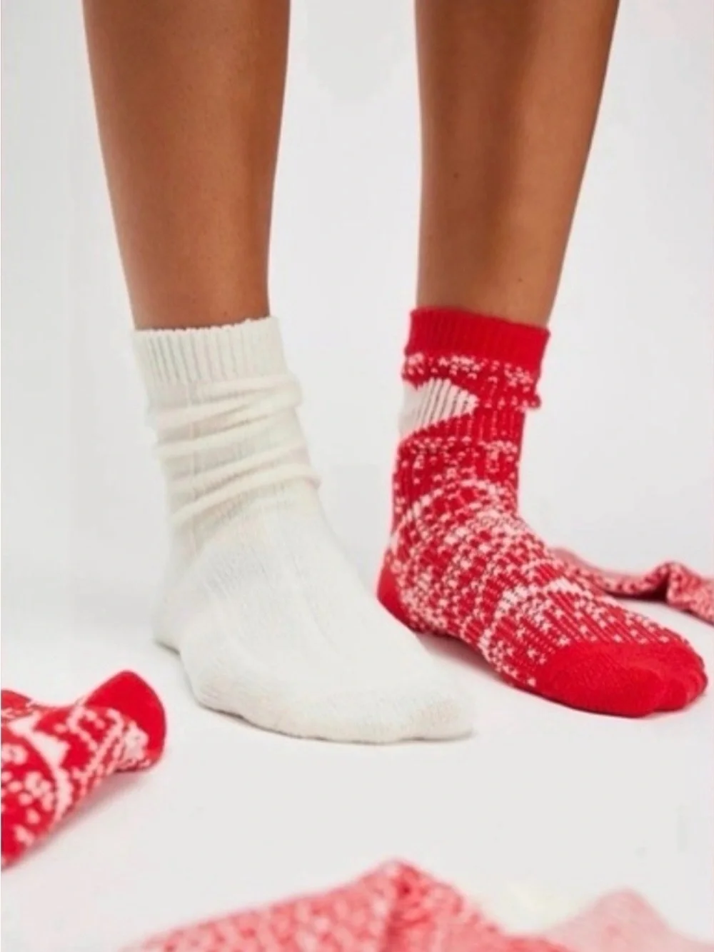 Free People Nordic Heart Knit Crew Sock Set